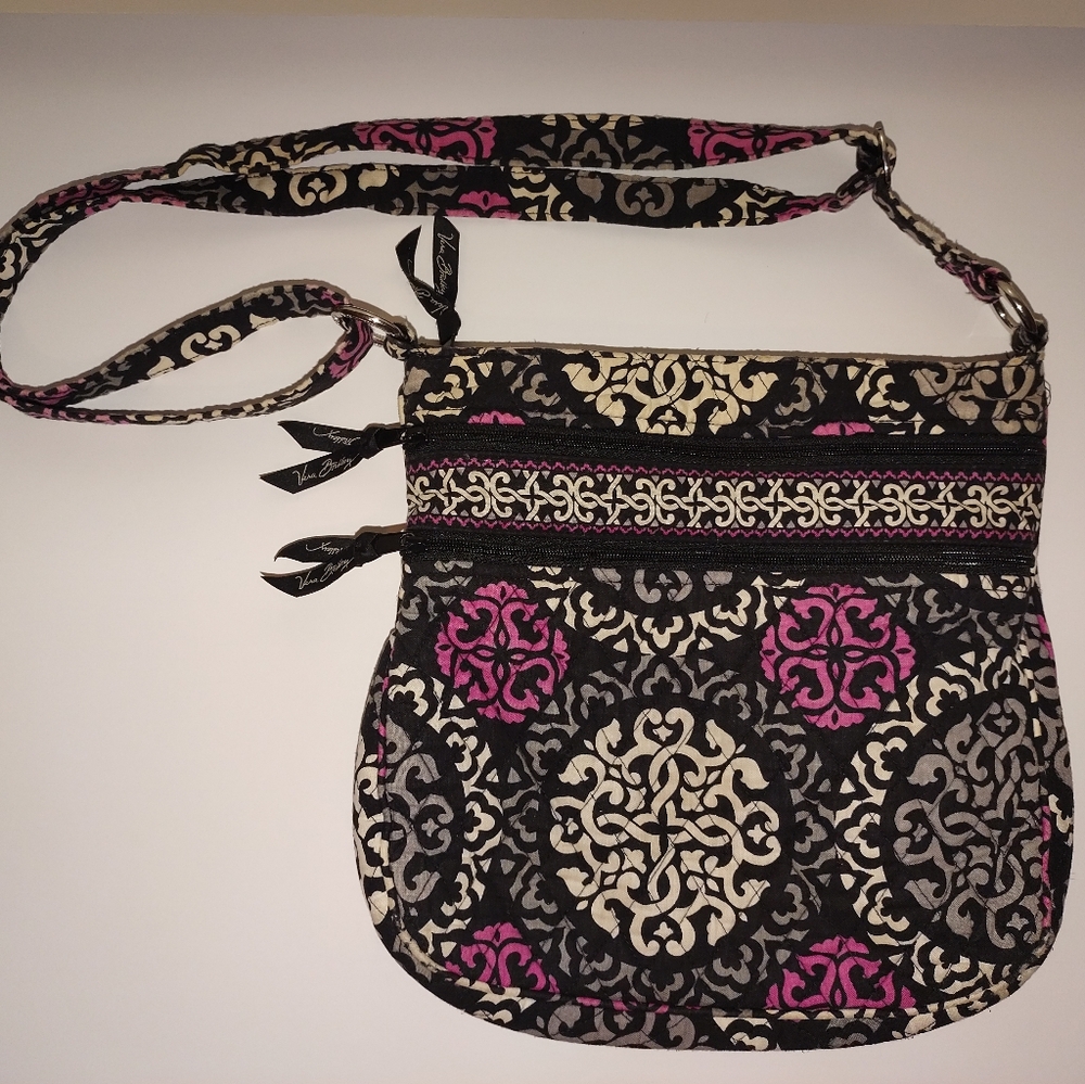 Vera Bradley Canterberry Magenta Crossbody Hipster Bag  Quilted Retired Print